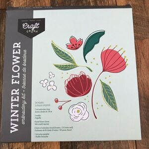 Winter flower craft embroidery kit Nw in package inc. hoop thread pattern